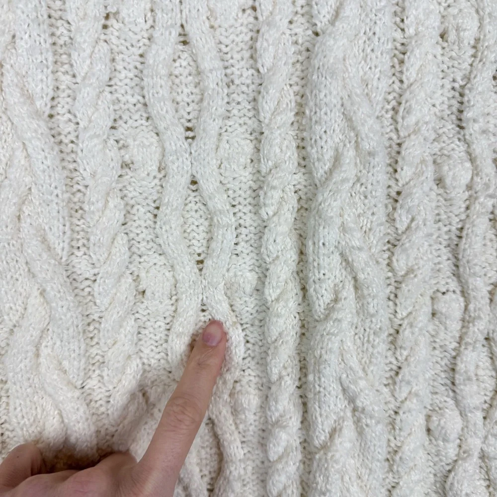 Free People Olympia‎ Oversized Cable Knit Sweater Cream Gray Size XS
